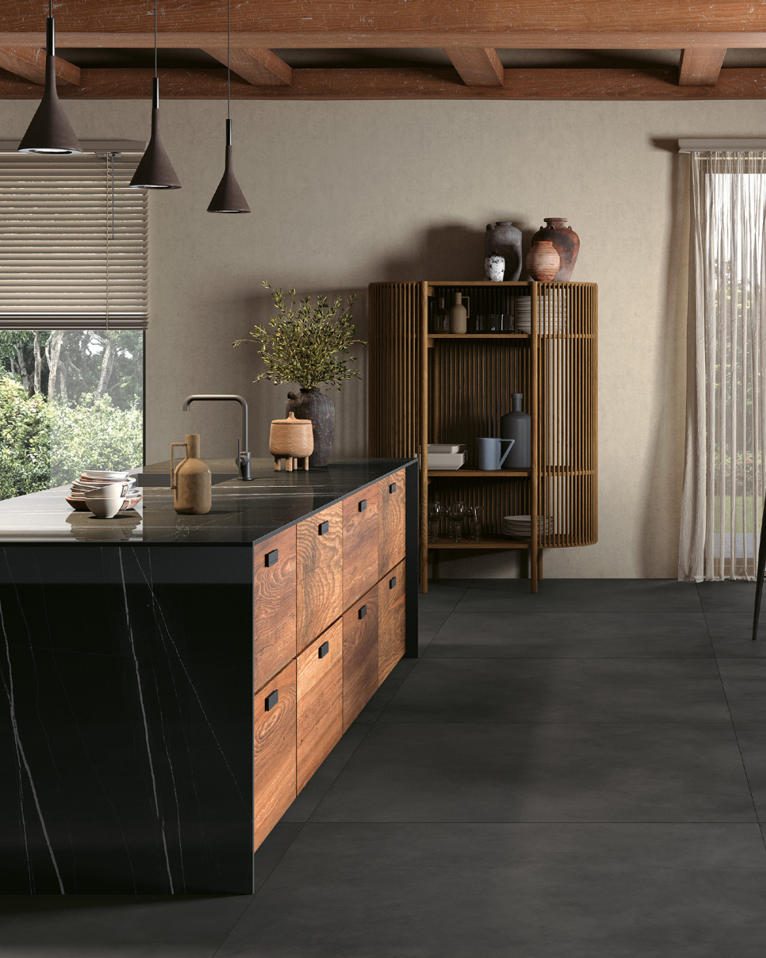 Carrelage cuisine facile à nettoyer dans une cuisine moderne