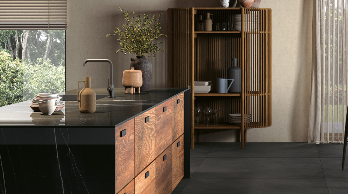 Carrelage cuisine facile à nettoyer dans une cuisine moderne